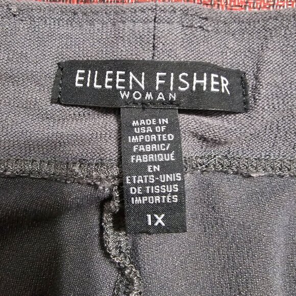 Eileen Fisher Grey Pull On Pants 1X Stretch Straight Ankle Office Minimalist - Picture 4 of 7